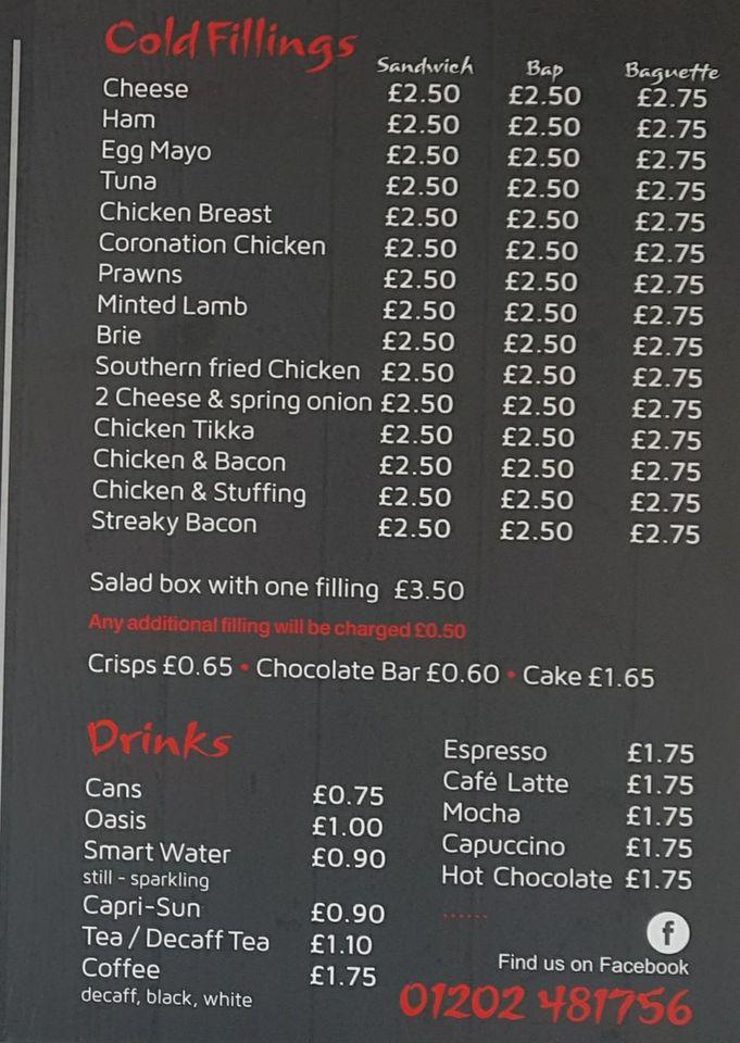 Menu at Brunch Bar, Christchurch