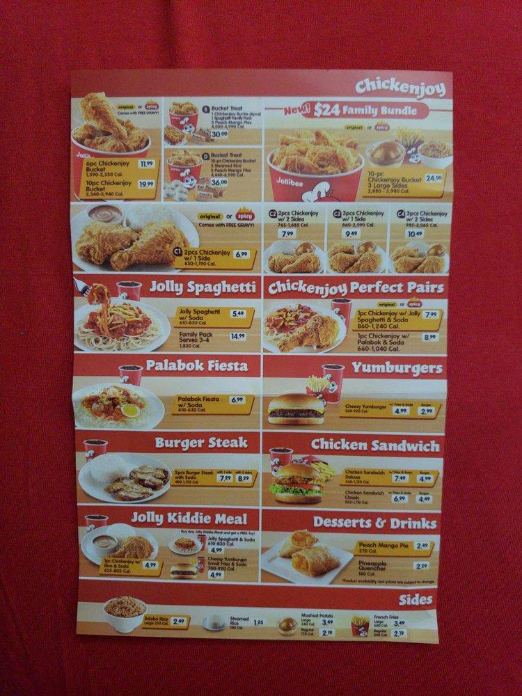 Menu at Jollibee fast food, Jersey City, 9 Path Plaza Level