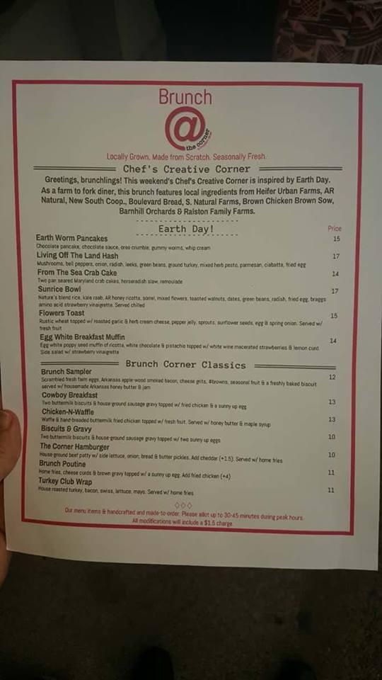 Menu at The Corner Diner Little Rock cafe, Little Rock, 201 E Markham St