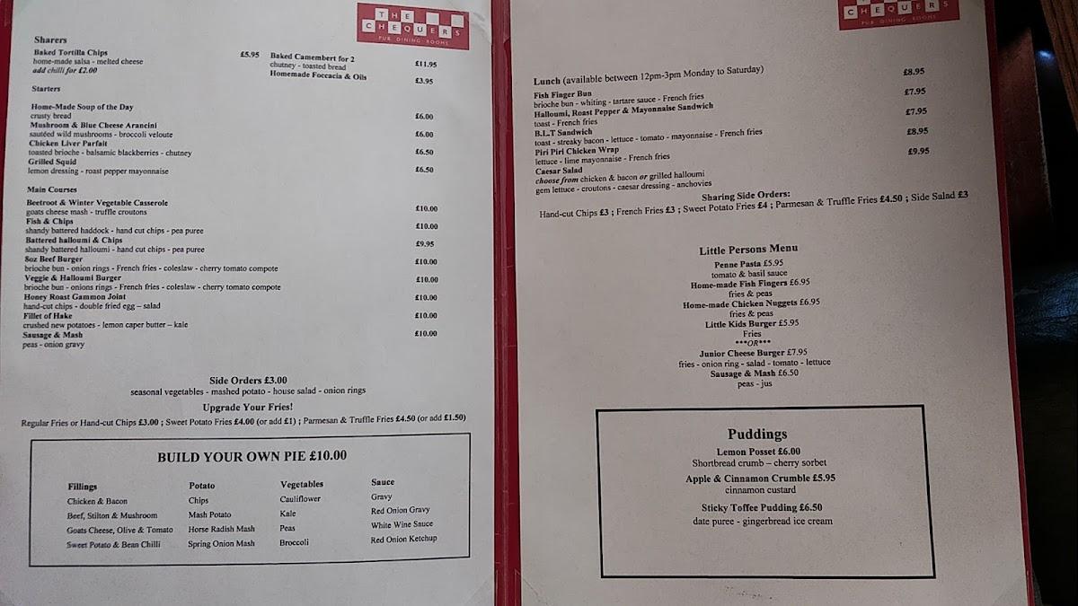 Menu at The Chequers Fowlmere pub & bar, Fowlmere, High St
