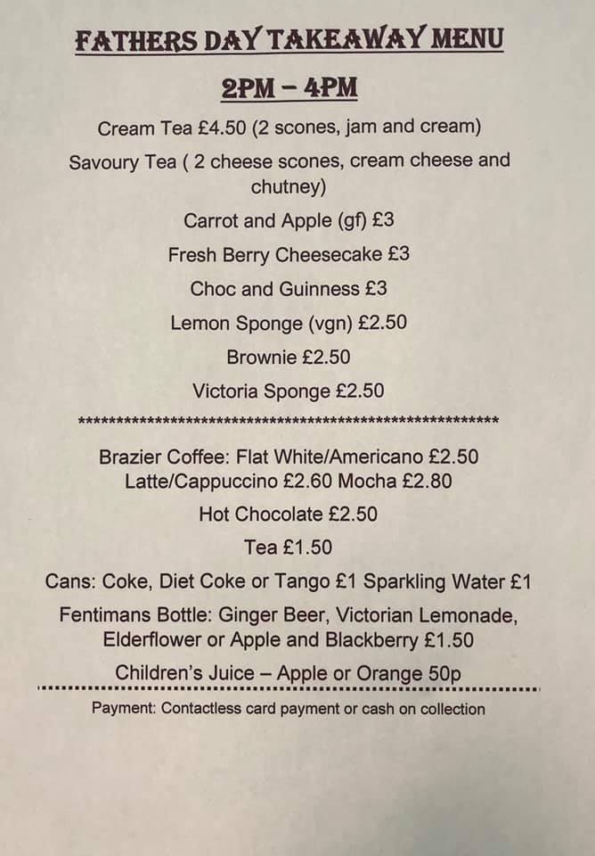 Menu at Daisy’s Tea Room cafe, Taunton