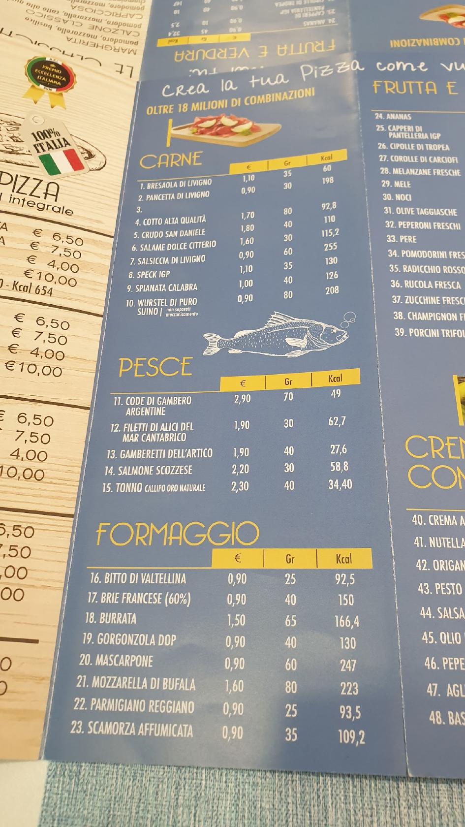 Menu da Il Gufo ristorante, Livigno