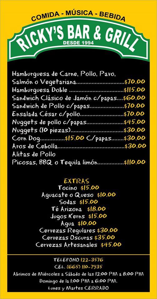 Menu At Burger SHOP Pub & Bar, Tijuana, Avenida Juárez 933