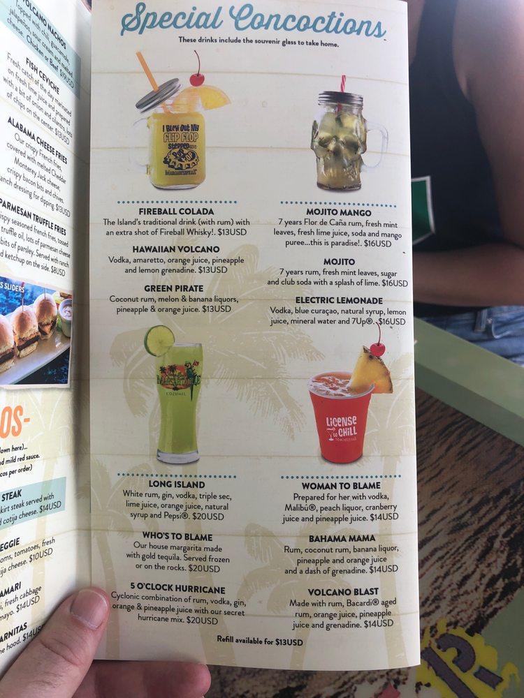 Menu at Jimmy Buffett's Margaritaville Cozumel pub & bar, San Miguel de  Cozumel, SSA México