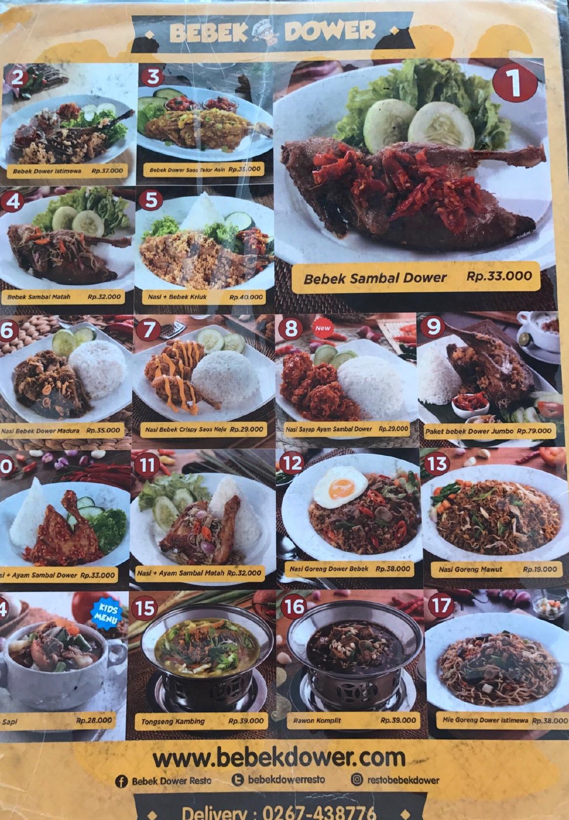 Menu At Bebek Dower Km 57 Restaurant Karawang Rest Area Km 57