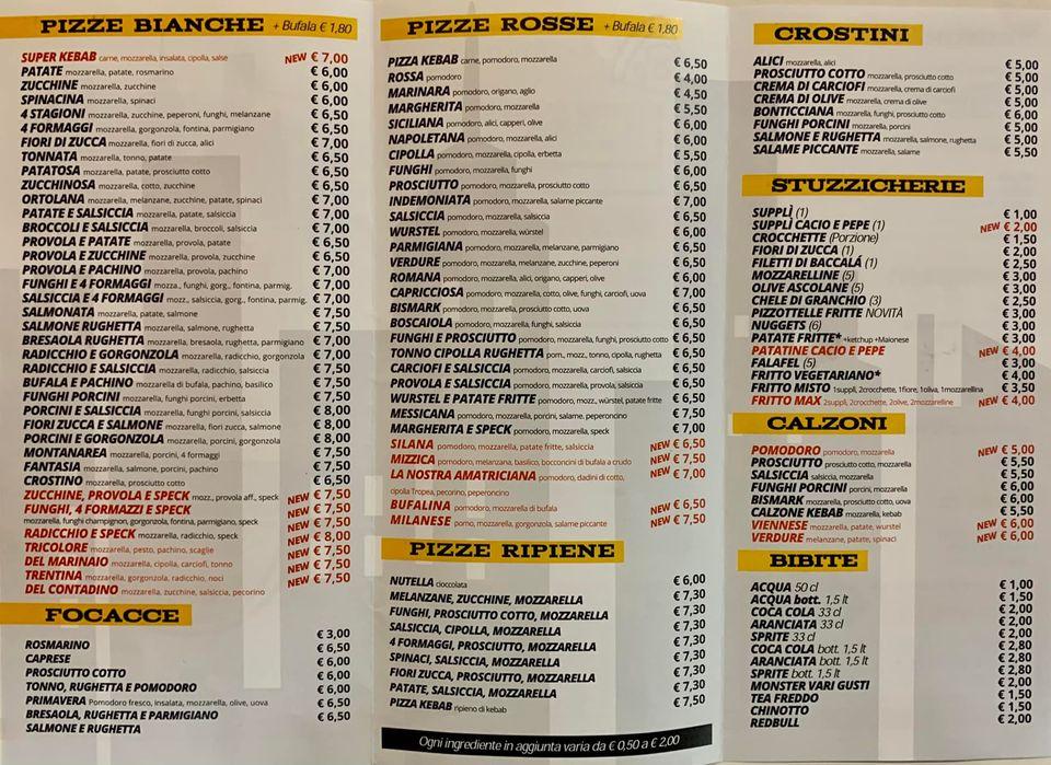 Menu di City Pizza- Balduina 