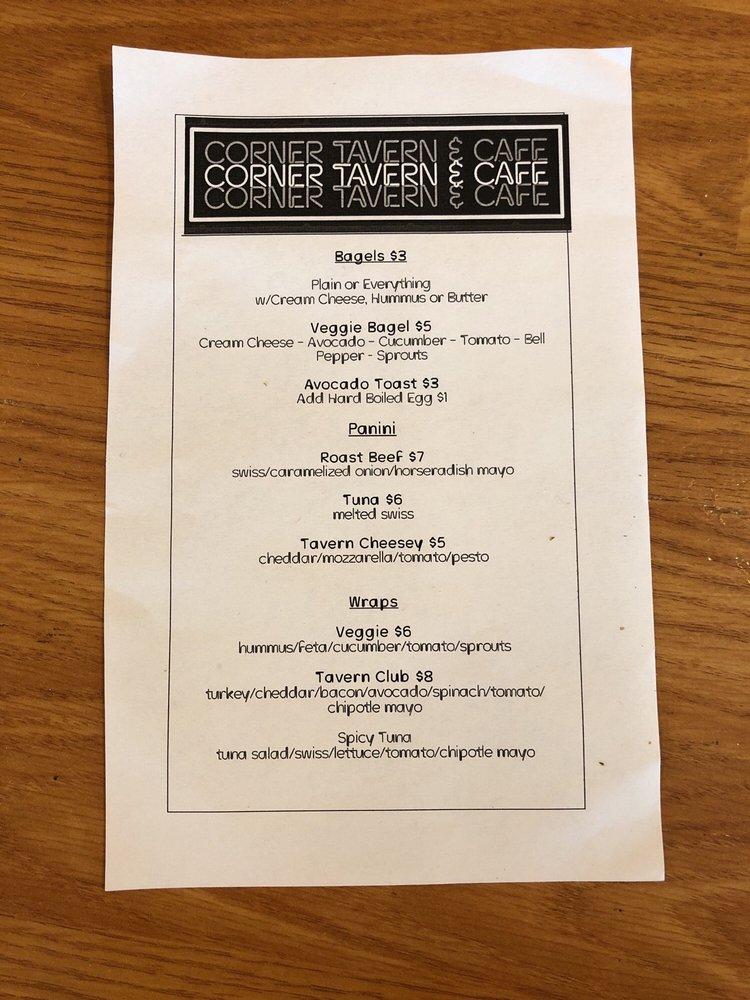 Menu at Corner Tavern and Cafe, Cumberland