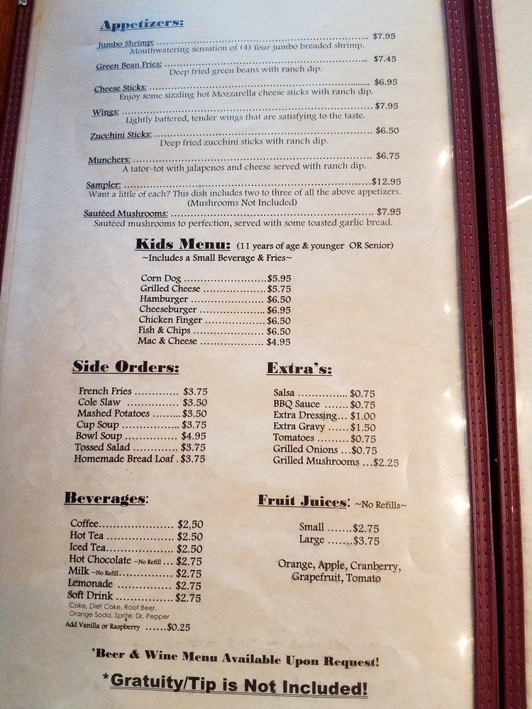 Menu at Bryce Canyon Pines restaurant, USA, W