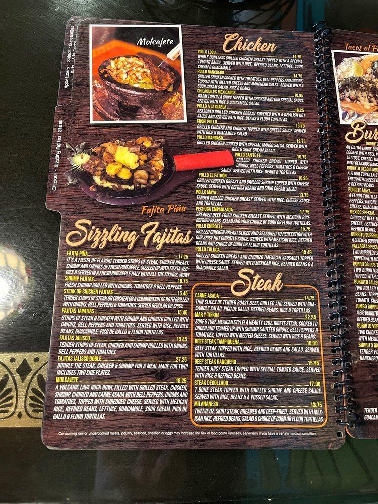 Menu at El Cerrito Mexican Restaurant, Coldwater