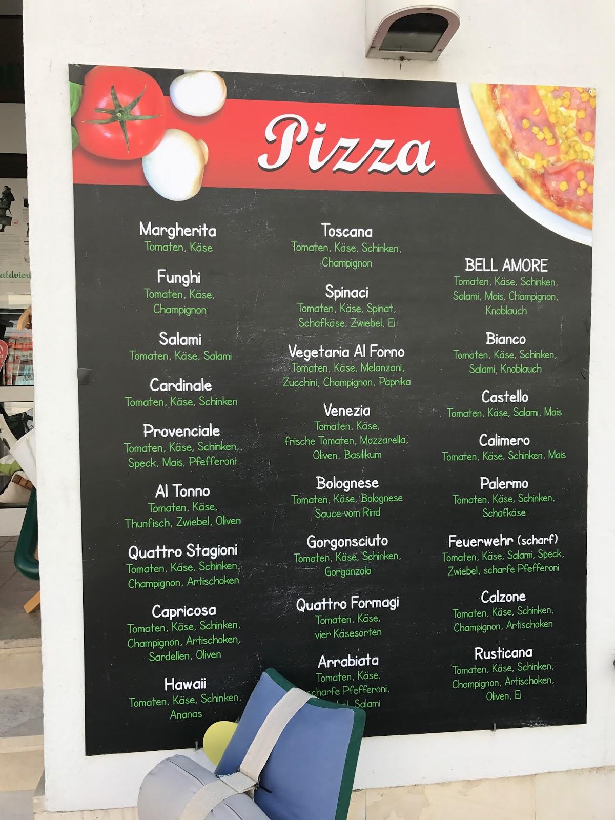 Speisekarte von Pizzeria Bell Amore Eisenstadt, Eisenstadt