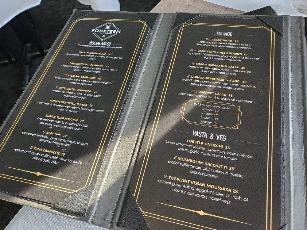 Menu at Fourteen Restaurant & Sky Lounge, Windsor
