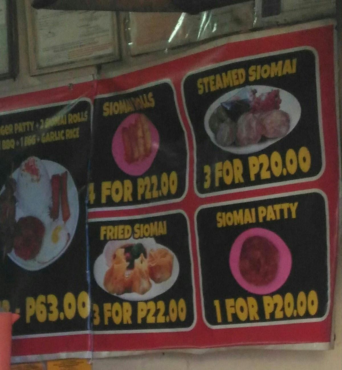 Menu At Papus Siomai Restaurant San Pablo City