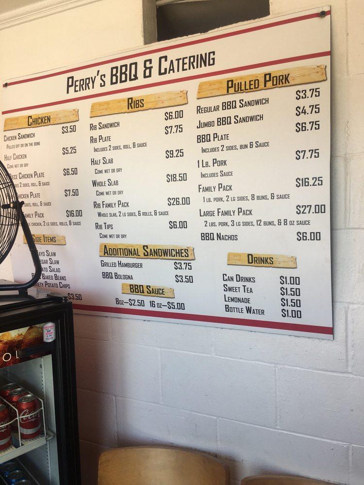 Menu at Perry's BBQ, Paris