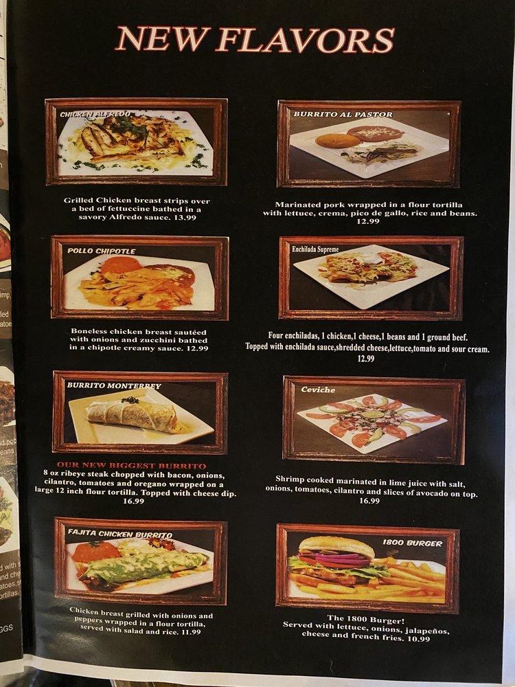 Menu at The 1800 Mexican Restaurant, Americus