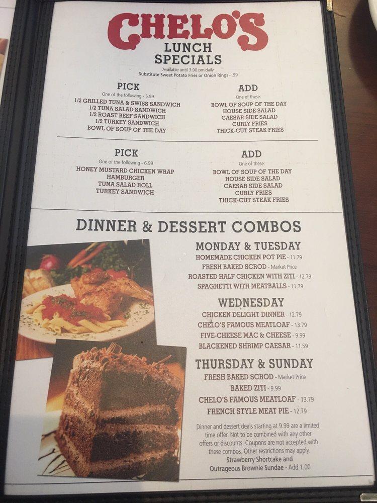 Menu at Chelo's Hometown Bar & Grille, Smithfield, 445 Putnam Pike