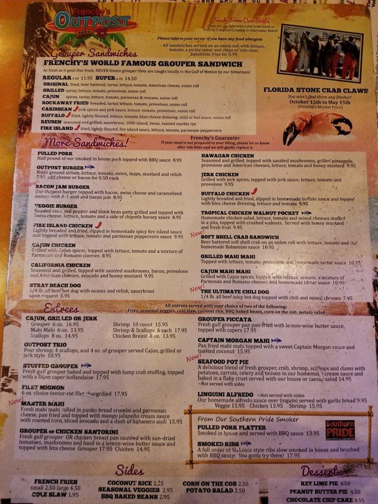 Menu At Frenchy S Outpost Bar And Grill Dunedin