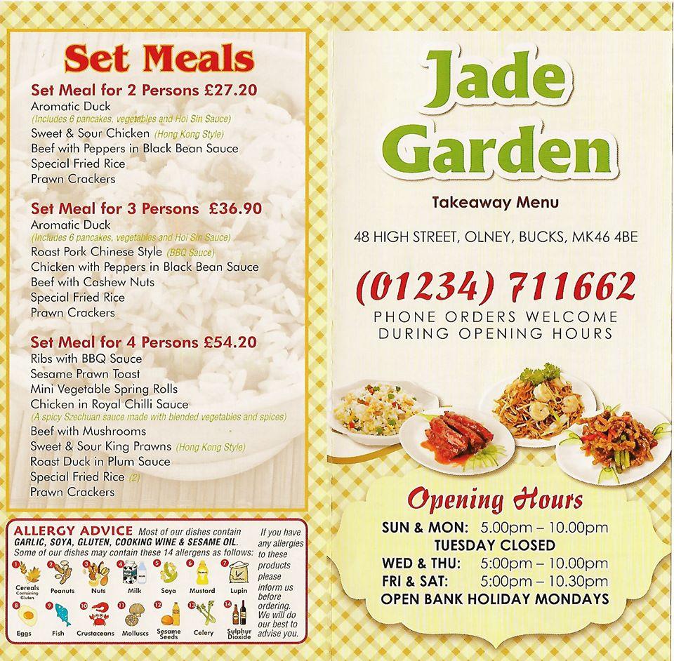 Menu at Jade Garden fast food, Olney