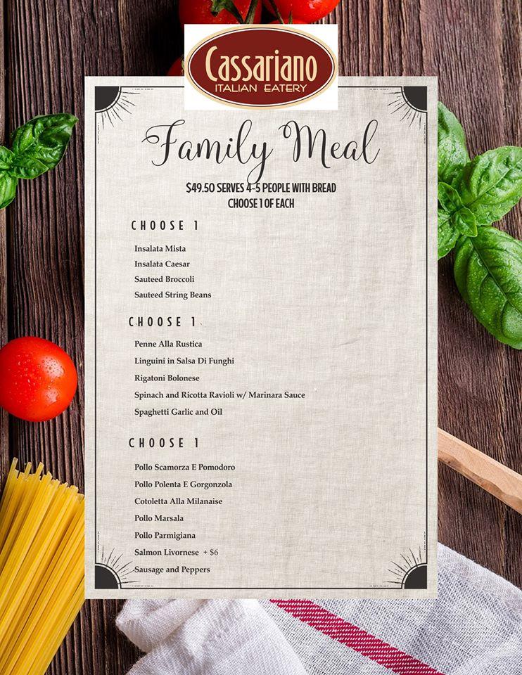Menu at Cassariano Italian Eatery restaurant, Mineola