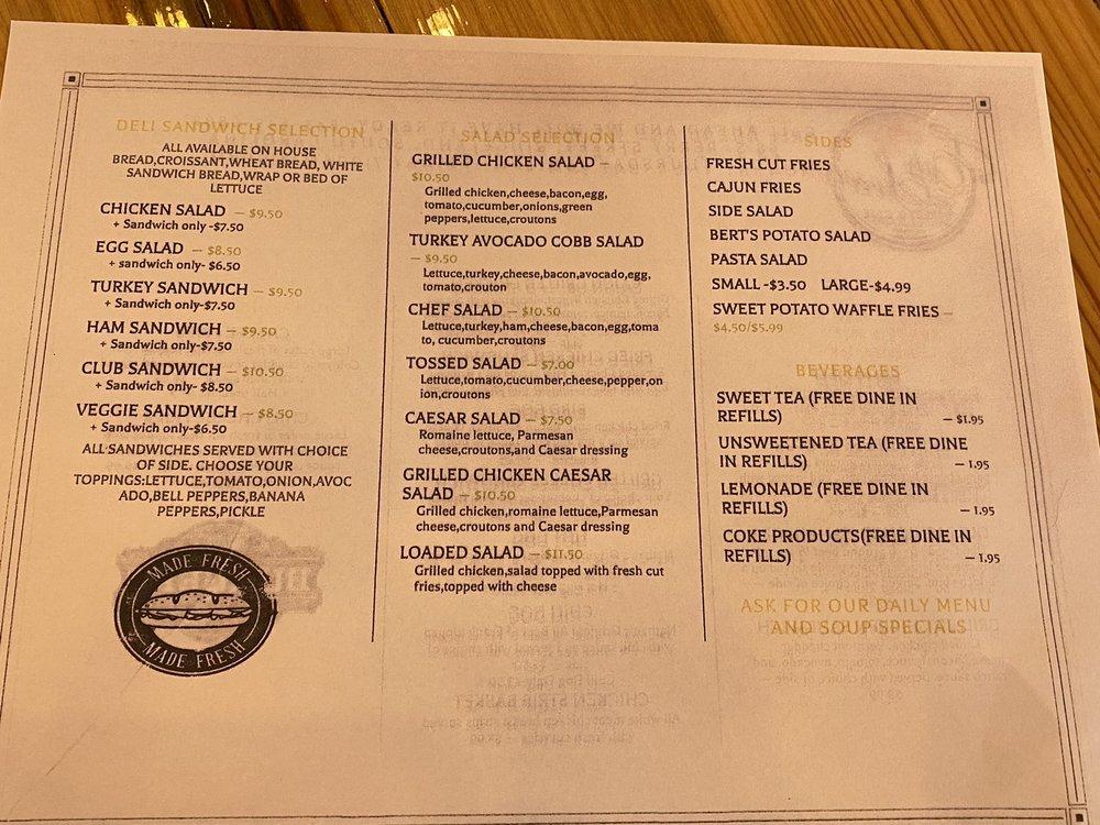 Menu at Eats and Sweets cafe, Ridgeland