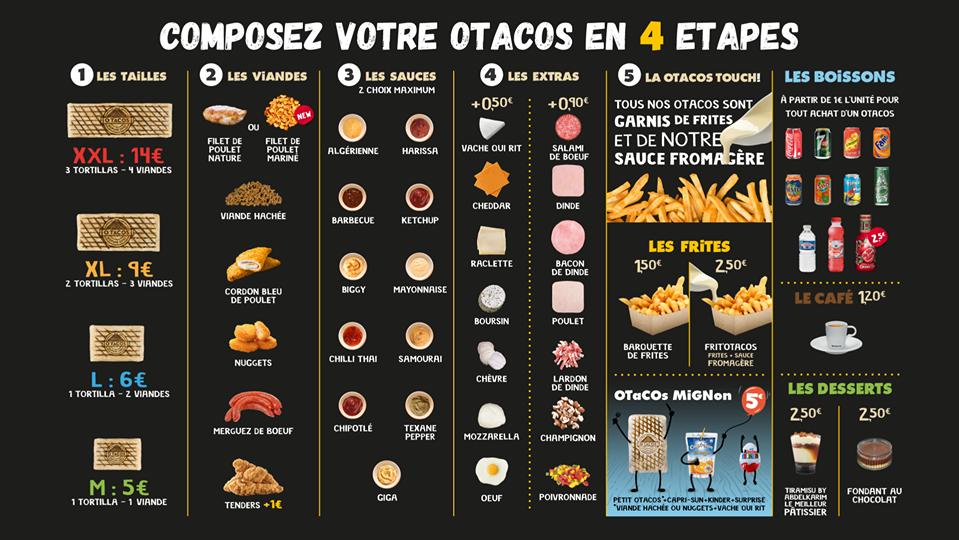 Menu at O'tacos Angers restaurant, Angers