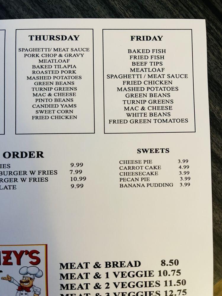Menu at Ramzys Meat & Three BBQ, Nashville