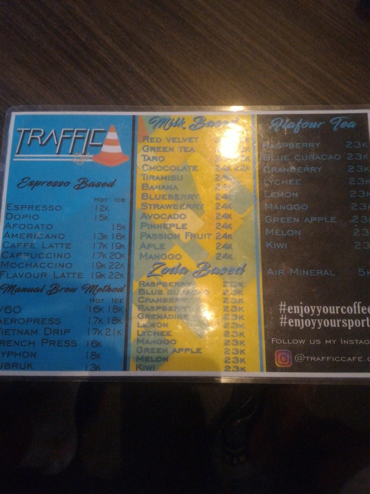 Menu at Traffic cafe, Cilegon