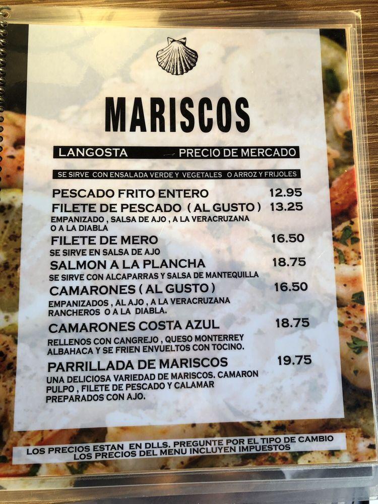 Menu at Splash Restaurant and Bar, Mexico, Carretera Libre 1015km 52.5
