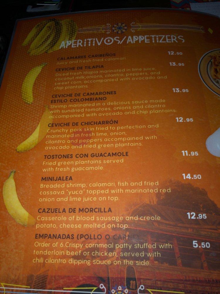 Carta del restaurante Raices Colombianas, Nueva York, 8602 37th Ave