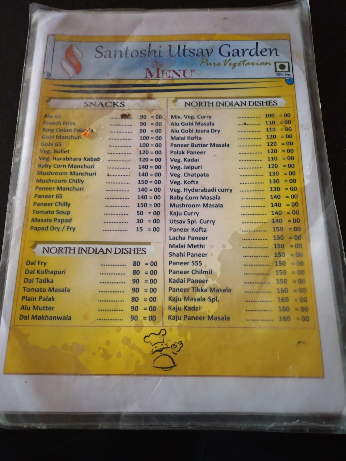 Menu at Santoshi Utsav Garden, Raichur