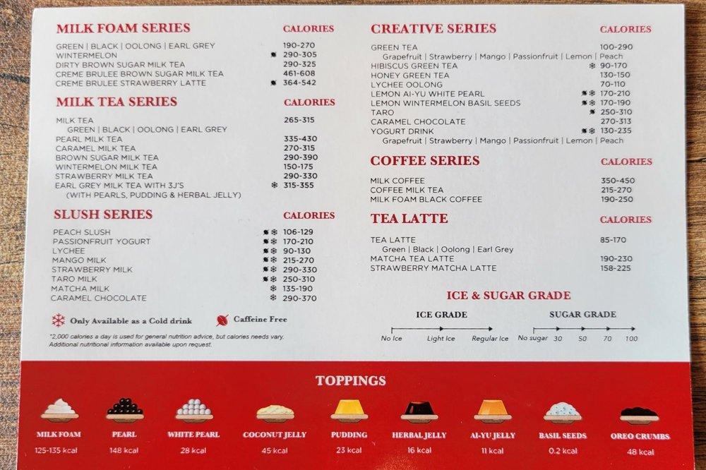 Menu At Gong Cha Jericho