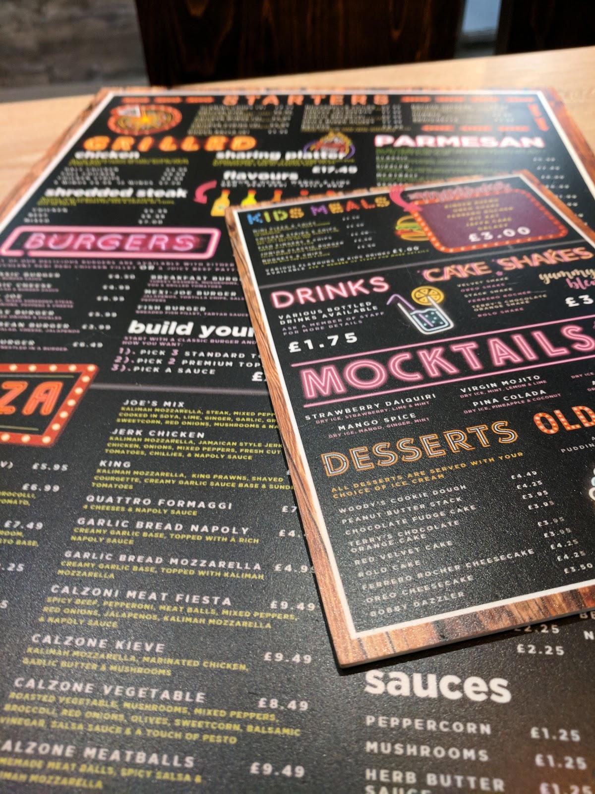 Menu at Woody Joe's Bfd Ltd restaurant, Bradford, 368/370 Leeds Rd