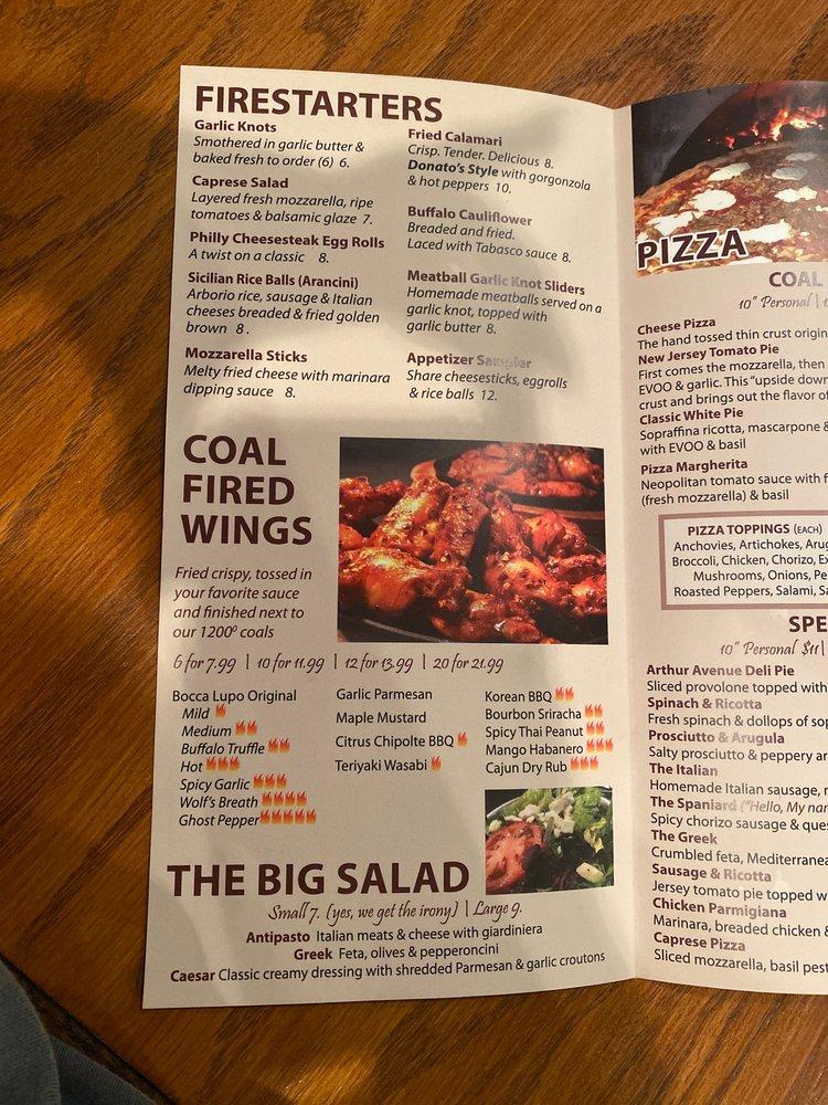 Menu at Bocca Lupo's Coal Fired Pizza Port Charlotte pizzeria, Port