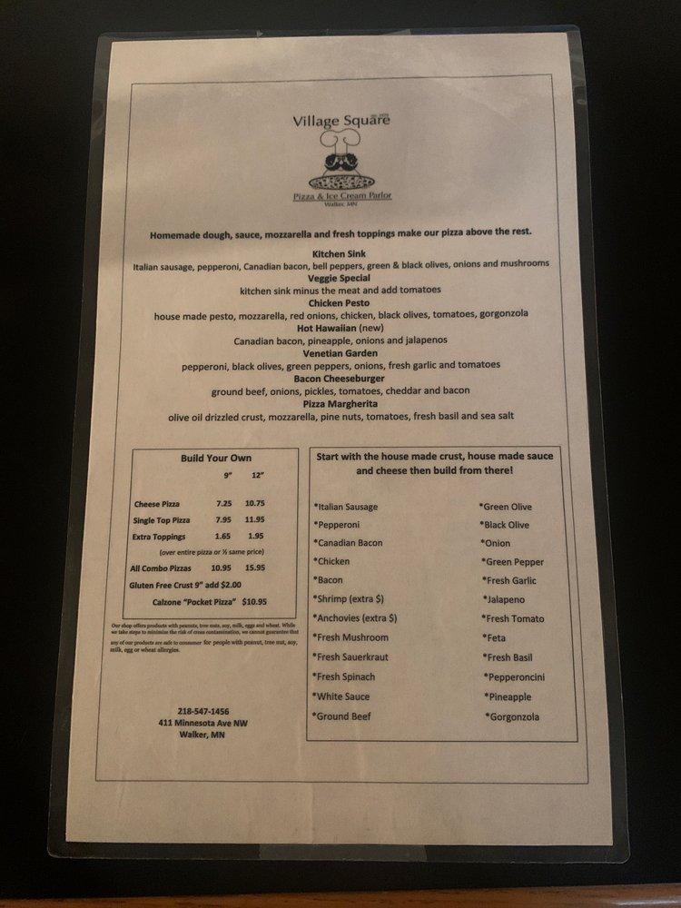 Menu at Village Square Pizza & Ice Cream Parlor pizzeria, Walker