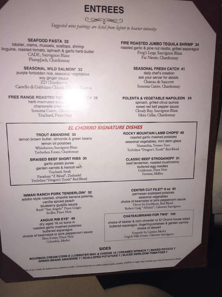 Menu at El Chorro pub & bar, Paradise Valley