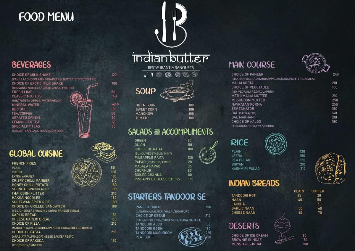 Menu at Indian Butter Restaurant, Jodhpur
