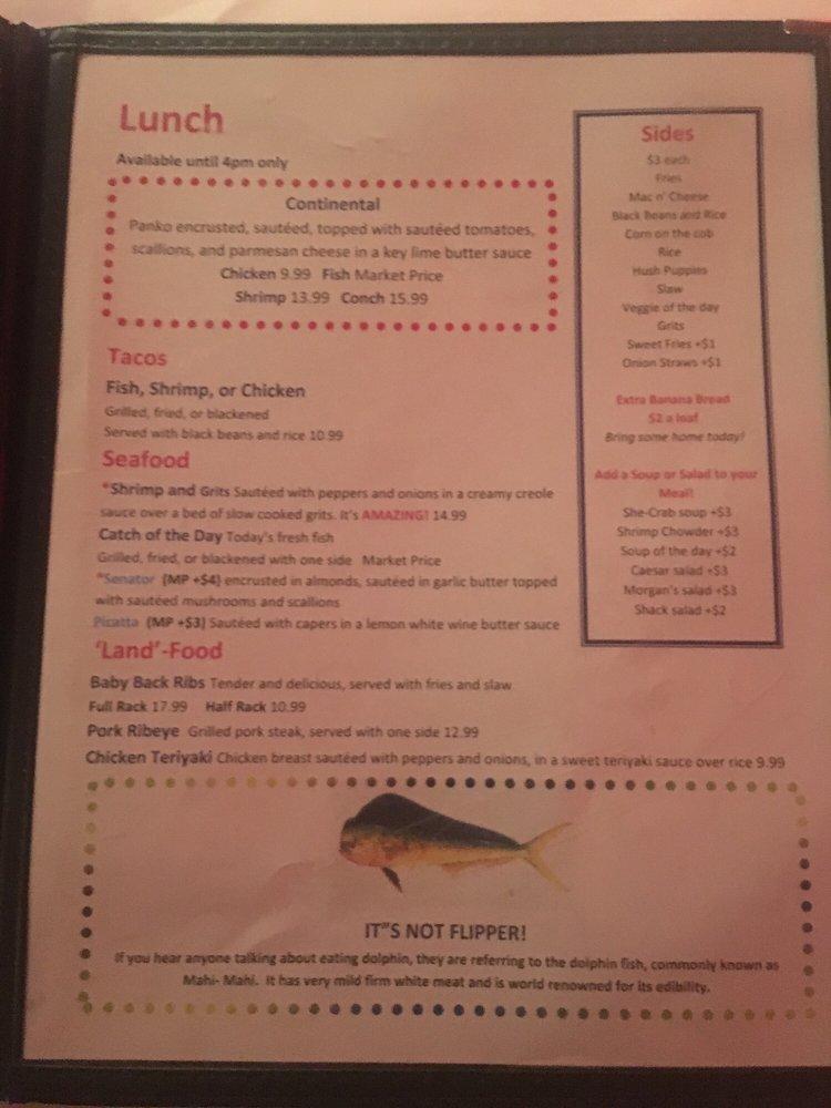 Menu at Islamorada Shrimp Shack restaurant, Islamorada, Overseas Hwy