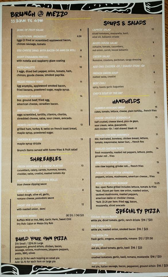 Menu at Mezzo Grille pub & bar, Middletown, 106 Court St