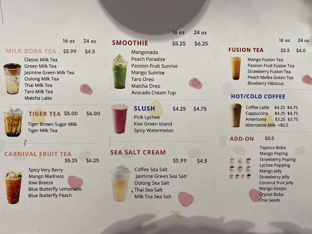 Menu at Mr Boba Tea Cafe, McKinney