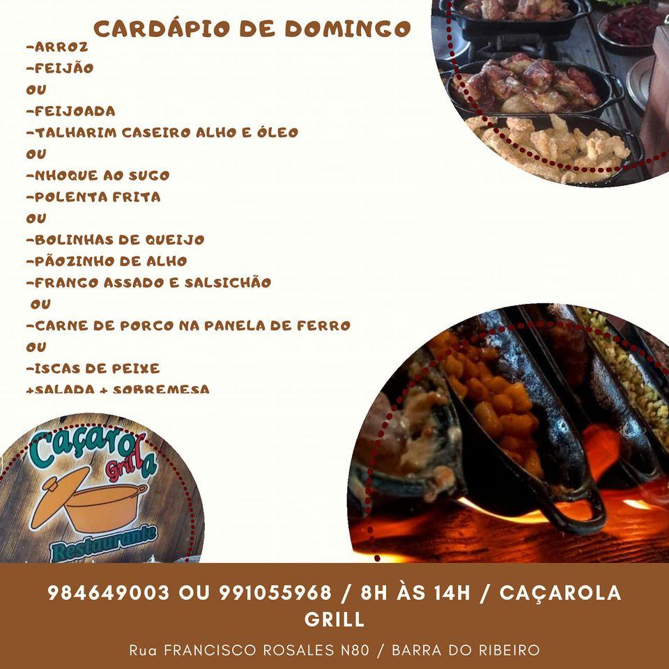 Restaurante Caçarola Grill - Festas e Eventos cardápio