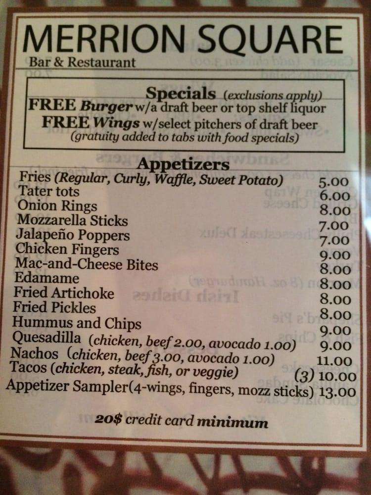 Menu at Merrion Square Pub, New York City