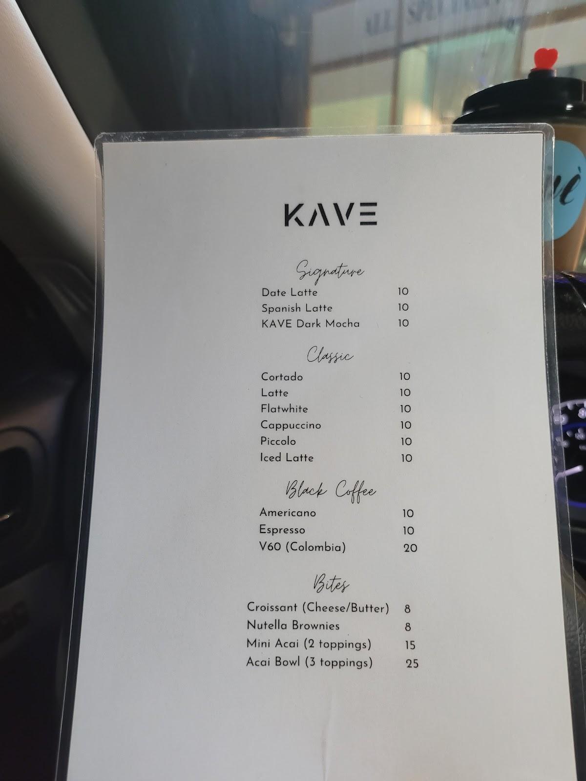 Menu At Kave Specialty Coffee Restaurant UAE