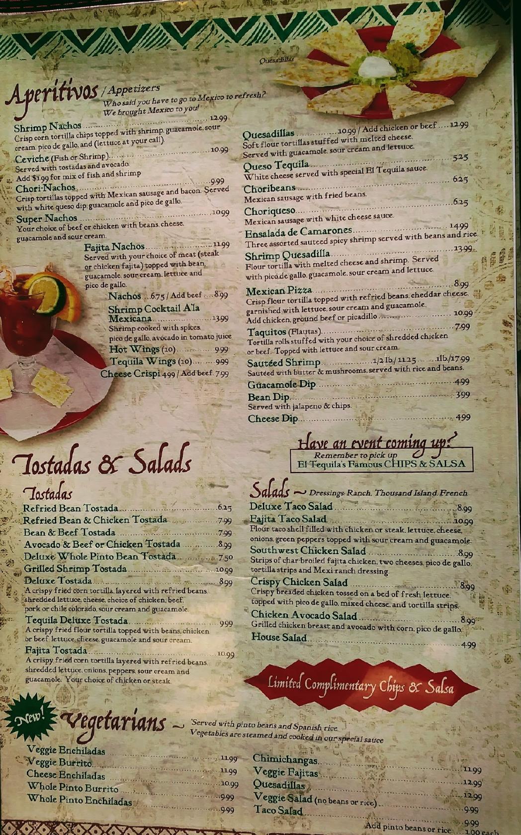Menu at El Tequila Mexican Restaurant, Faribault