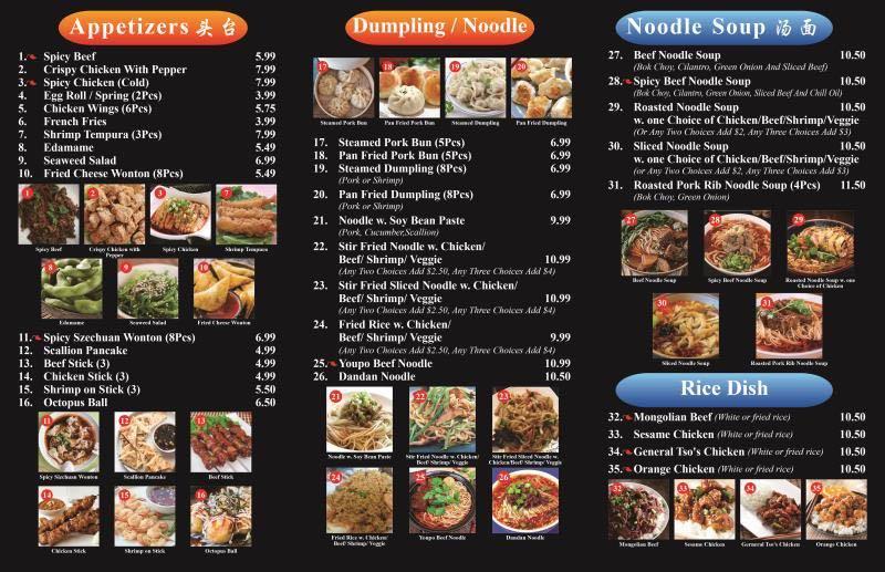 Menu at King Noodle And Bar, Killeen