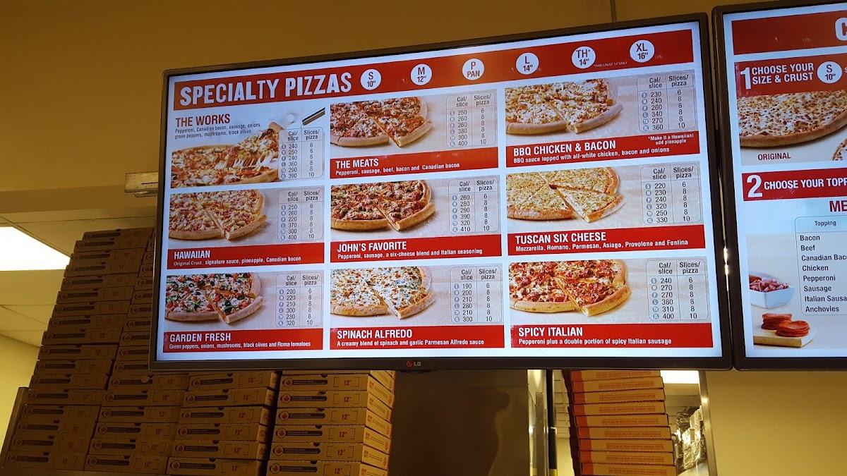 Menu at Papa John's Pizza pizzeria, Orillia