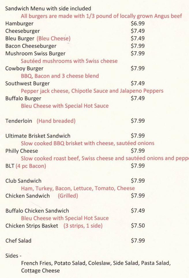 Menu at The Harbor Café & Marketplace restaurant, Farragut