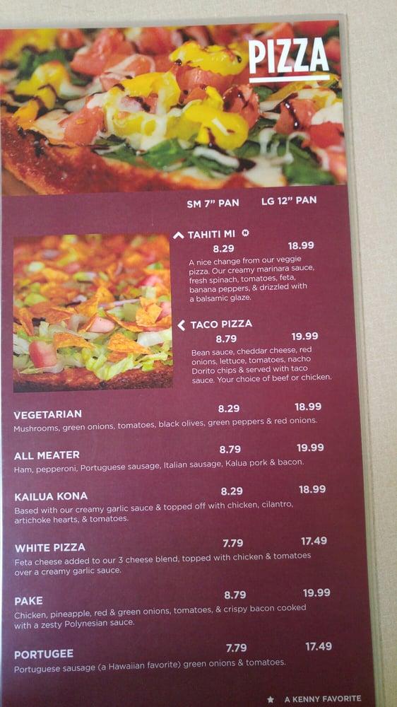 Menu at Coconut Kenny's pizzeria, Bellingham, James St