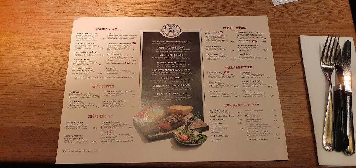 Speisekarte von BLOCK HOUSE Wandsbek steakhaus, Hamburg, Schloßstraße