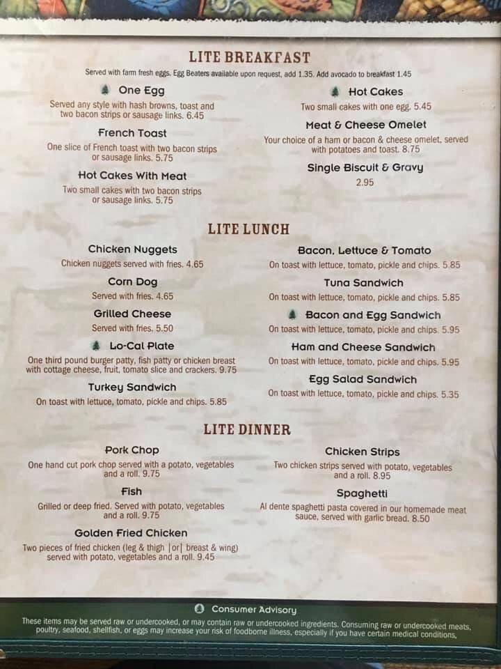 Menu at Minnie's Montana Cafe, Thompson Falls