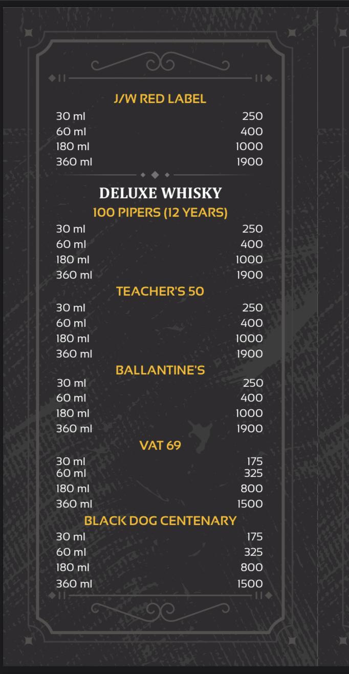 Ranchi Knight Riders (Bar & Restaurant) menu