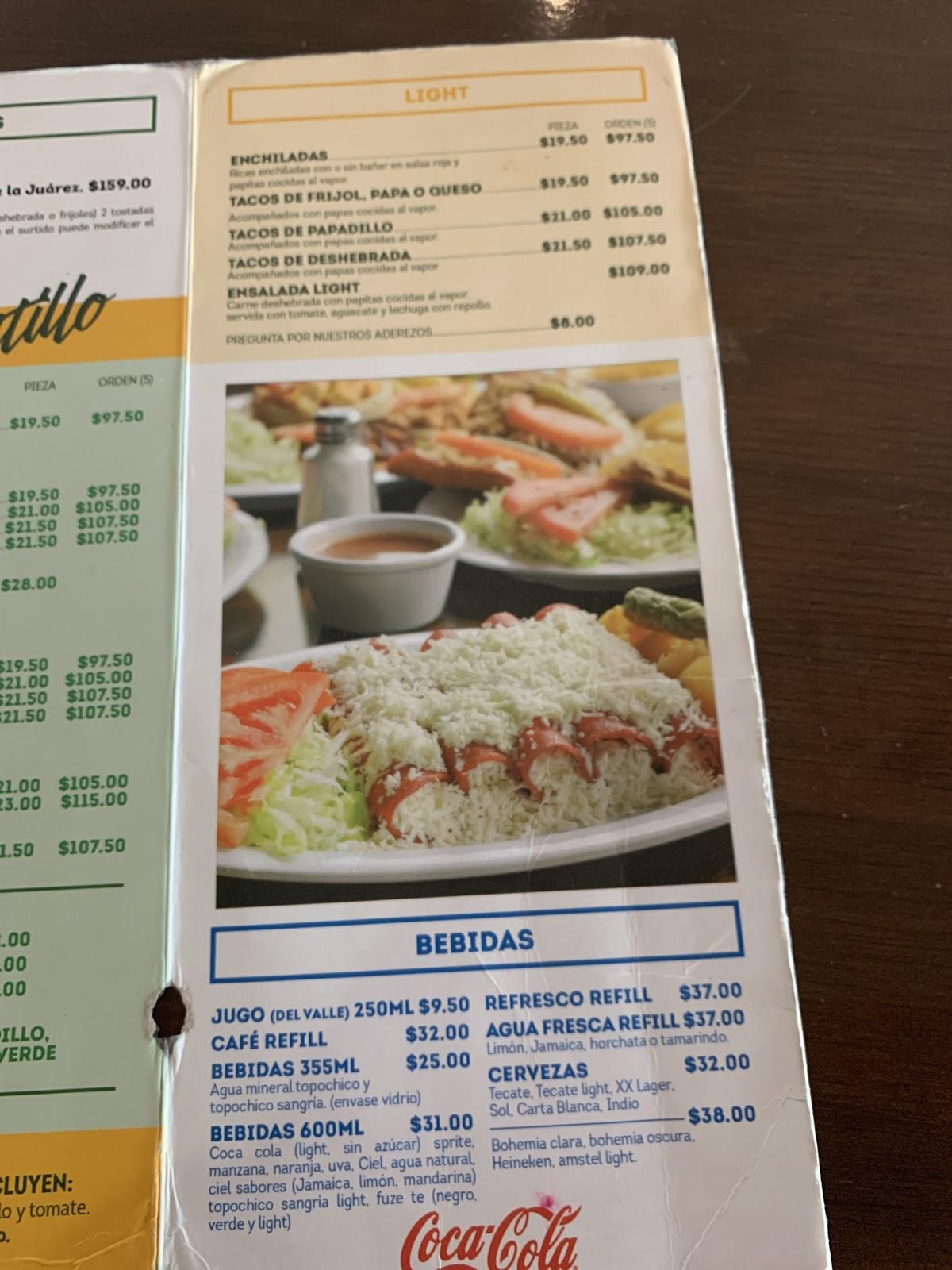 Carta del restaurante Taquería Juárez, San Nicolás del los Garza